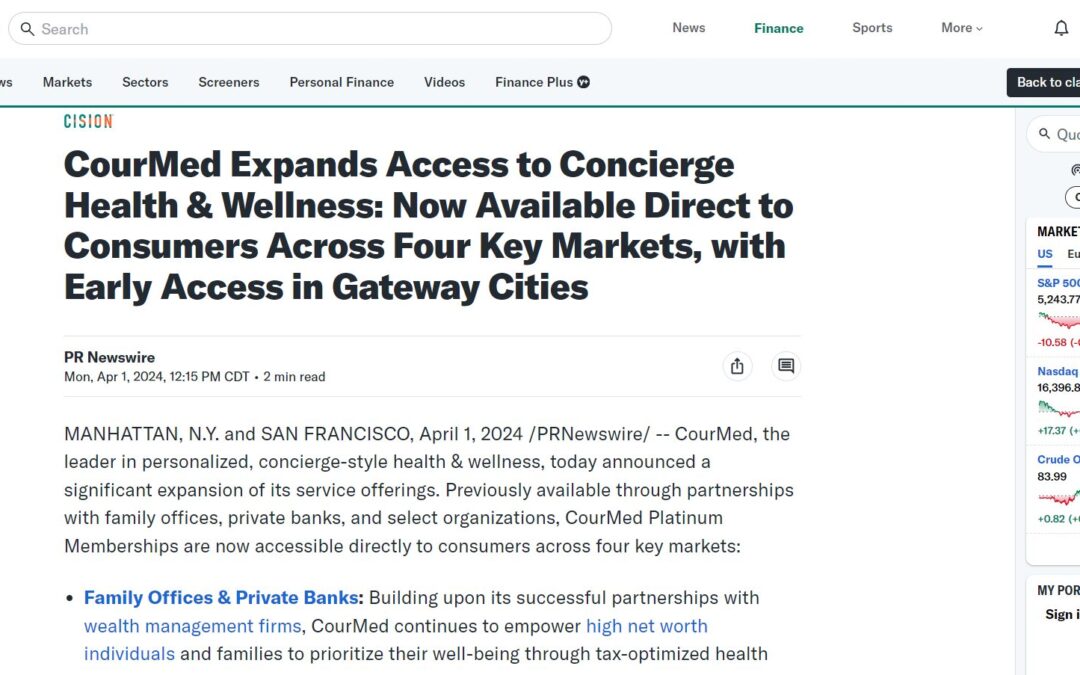 Yahoo Finance – CourMed Expands Access to Concierge Health & Wellness