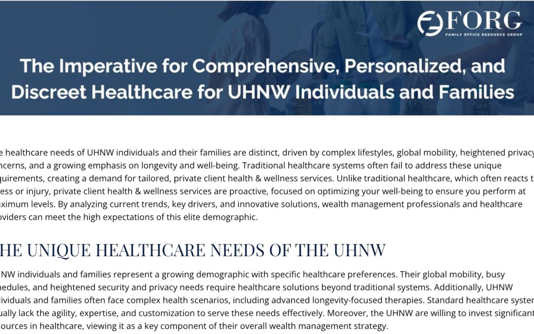 Private Health & Wellness Solutions: A Strategic Asset for Advisory Firms & Family Offices